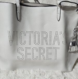 Victoria's Secret  Limited Edition White Leather Open Tote Carry All Bag